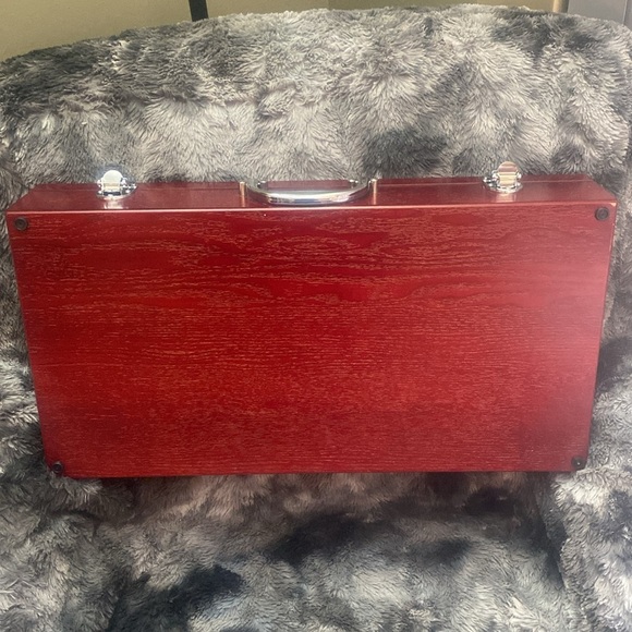 Elegant Red Wooden Case with Stainless Steel Barbecue  Tools - Picture 9 of 16